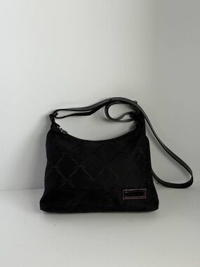 Longchamp Black Jacquard Monogram Hobo Crossbody Bag